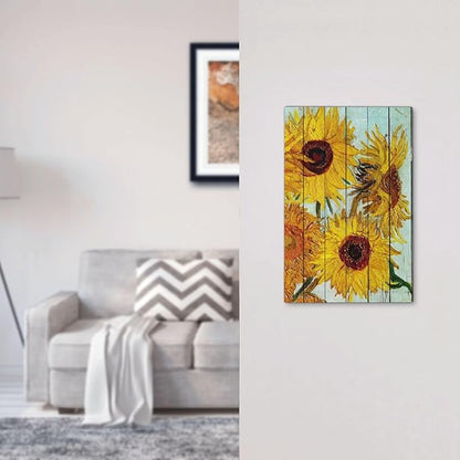 Light Switch Cover Plate Sunflowers Oil Paintings Wood Floral 1 Gang No Device Blank Electrical Wall Plates Faceplate Decorative Switch Plate For Farmhouse Bed Room Decor