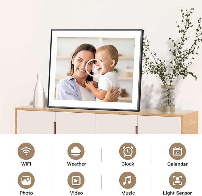 Large Digital Picture Frame 17 inch WiFi-Photo-Frame - 1280 * 960 FHD Touchscreen Display, 32GB Electronic Frame, Wall Mounted, Load Photos and Videos from Phone via App Email, for Mom