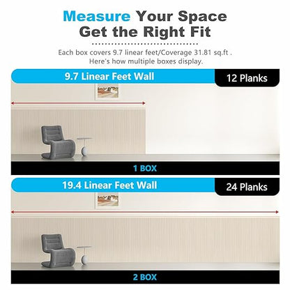 Art3d Wainscoting Wall Panel Kit, 37.8" Tall Beadboard Panels for Walls, Polystyrene Board and Batten Wall Panel Kit, Easy DIY Decorative Trim for Living Room, Kitchen, Bedroom – Covers 31 Sq.Ft