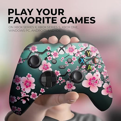 DreamController Cherry Blossom Custom X-box Controller Wireless compatible with X-box One/Series X/S Proudly Customized in USA with Permanent HYDRO-DIP Printing(NOT JUST A SKIN) (MODDED)