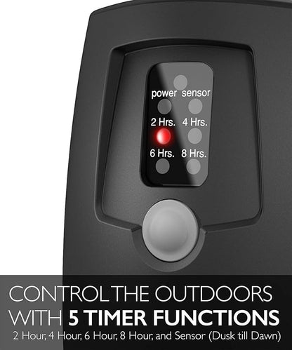 Fosmon Outdoor Light Timer Outlet with Remote Control, Waterproof Dusk to Dawn Plug-in Timer with Wireless Remote for Electrical Outlets, Outside Lighting, 100 ft Range, 15A 1/2HP, Grounded-UL Listed