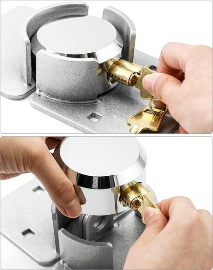 QWORK Heavy Duty Puck Lock and Hasp, 4 Pack High Security Steel Hidden Shackle Keyed Different Padlocks with Keys for Trucks, Gates, Vans and Vending Machines