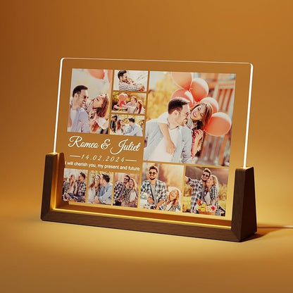 Photo Decorative Plaque Personalized Gifts, Custom Gifts for Him Her, Customized Picture Frame for Boyfriend Girlfriend Couples Wife Women on Anniversary Birthday