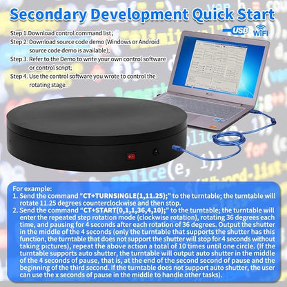 Programmable Large Motorized Electric Turntable Command-Controlled Rotating Platform Photography Turntable Secondary Development Motorized Electric Lazy Susan for 3D Scaner or Photography with API