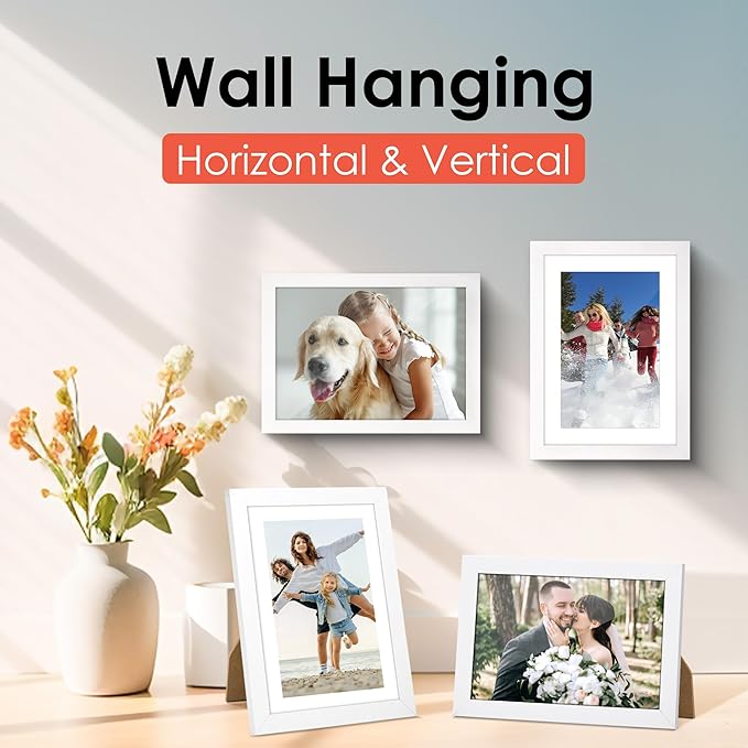 FIXSMITH 5x7 Picture Frame Set of 10, White Photo Frames Bulk with HD Plexiglass, Display Pictures 4x6 with Mat or 5x7 Without Mat, Multi Picture Frames Collage for Tabletop or Wall Display