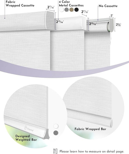 Graywind Motorized Light Filtering Shades Compatible with Alexa Google Hardwired WiFi Smart Half Shading Remote Control Automated Blinds Electric Window Shades, Custom Size (Mixwave White)
