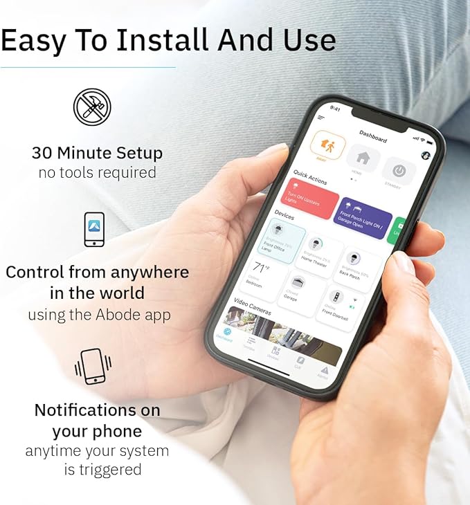 Abode 9 Piece Wireless Security System – Expandable to Protect Your Whole Home - Easy DIY Installation - Optional Professional Monitoring - Compatible with Alexa & Google Assistant