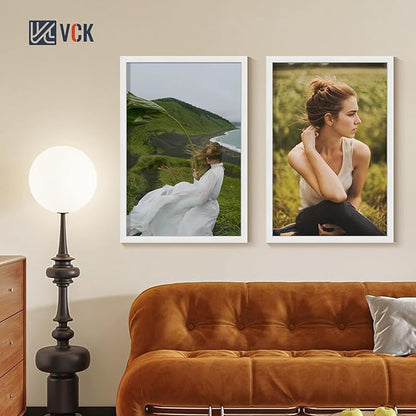 VCK 24x36 Poster Frames white Set of 6, Wide Border Wood Picture Frame, Multi-Directional Display Family Photos, Office Prints, Studio/Gallery Art, Woodgrain Series, Wall Hanging