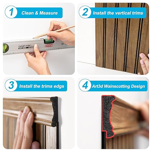 Art3d Wainscoting Wall Panel Kit, 37.8" Tall Beadboard Panels for Walls, Polystyrene Board and Batten Wall Panel Kit, Easy DIY Decorative Trim for Living Room, Kitchen, Bedroom – Covers 31 Sq.Ft