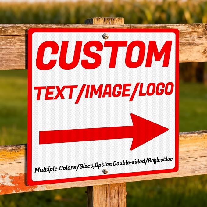 custom signs,aluminum outdoor metal sign,square with arrows,multiple sizes/colors,Option double-sided/reflective,personalized signs metal with your text,logo,photo,for home/business Road direction ,shop ads,Warning(Square)