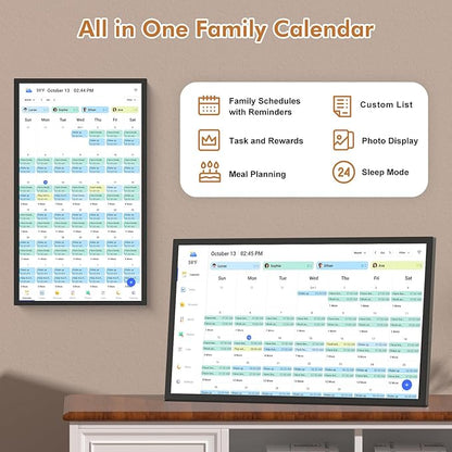 32" Smart Digital Calendar for-Family-Business-Planner - Electronic Calendar for Business Chore Chart, Touchscreen Display for Family Schedules, Auto-Sync Google iCloud Outlook Calendars for Kid Adult