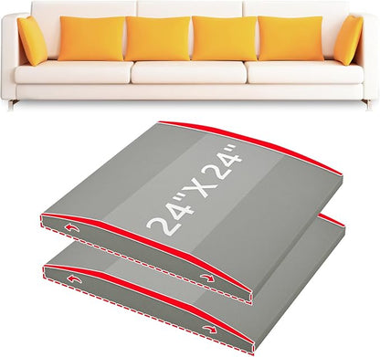 HAVARGO Couch Cushion Support High Density Foam 24X24X2.4 Inches Sofa Couch Supports for Sagging Cushions Light Grey 2Pc with Anti Slip Mesh Fabric