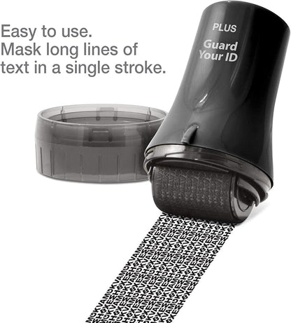 Guard Your ID Wide Advanced Roller 2.0 Identity Theft Prevention Security Stamp Black