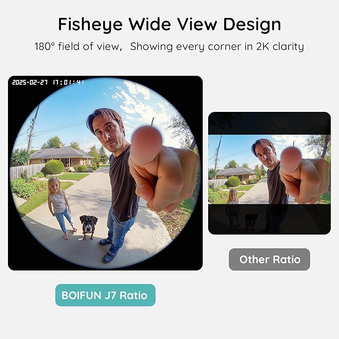 BOIFUN Doorbell Camera Wireless – No Subscription Required, 180° Ultra Wide-Angle, 2K FHD, AI Detection & Alert, HDR Night Vision, Two-Way Audio & Battery Video Doorbell with Chime, 2.4 GHz Wi-Fi Only