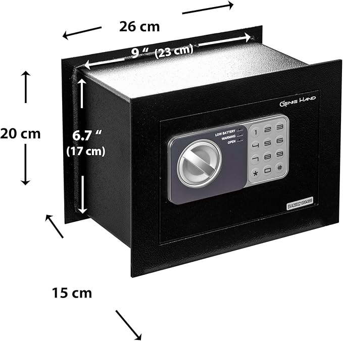 Genie Hand – Time Delay Safe, Anti Robbery Safe Box, Timed Controlled Opening – B-Class Lock – Anti Bounce Technology (Wall - Small)