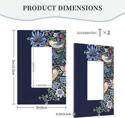 Decorative Outlet Covers Vintage Blue Morris Strawberry Thief Bird Flower 1 Gang Single Decora GFCI Device Light Switch Covers Plate 1 Rocker Wall Plate Jumbo Faceplate