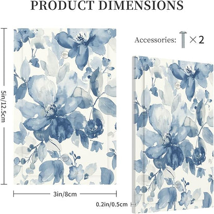Light Switch Cover Plate Blue Watercolor Floral 1 Gang No Device Blank Electrical Wall Plates Faceplate Decorative Switch Plate for Bedroom Bathroom Decor