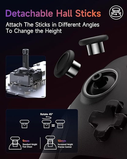 EasySMX X20 Wireless Gaming Controller with RGB Backlit, 2-Stage Hall Effect Sticks, 1000Hz Polling Rate, 6-Axis Gyro on Multi-Platform, Mech Buttons- Compatible with PC/Switch/Steam/Android