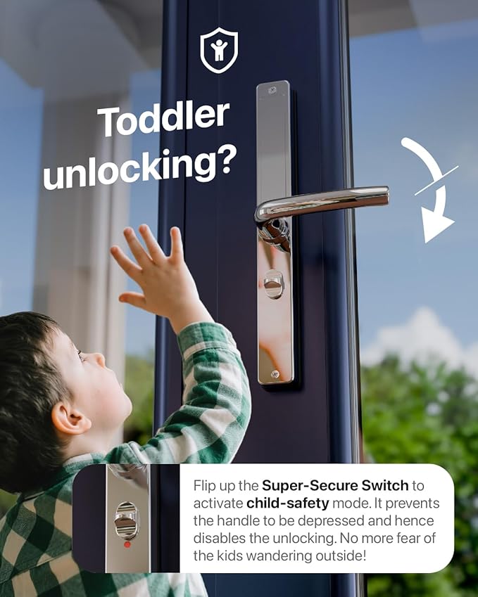 Electronic Smart Door Lock Fingerprint Door Lock with Keypad，Smart Lock for Front Door Children Proof IC Card,40–90mm Multipoint Locks (Not Suitable Point Mortise Lock)(OSP Mirror Silver)