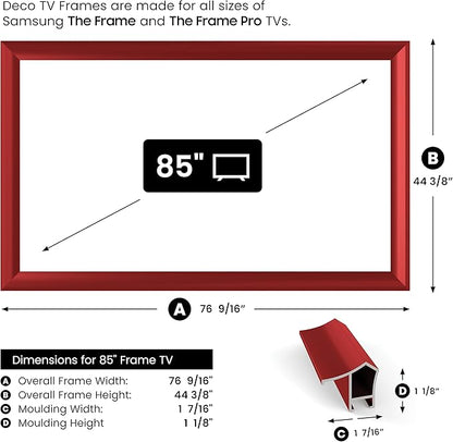 Candy Apple Red Prismatic 85" Alloy Deco TV Frame - Compatible ONLY with Samsung The Frame TV and Pro TVs (Fits 2021-2025, LS03A, LS03B,LS03C,LS03D,LS03FA,LS03FW)