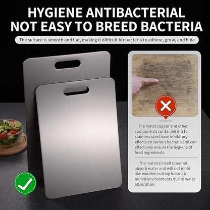 Katuchef Titanium Cutting Board 2025 New Upgrade Pure Titanium Cutting Boards for Kitchen Double Sided Cutting Boards Non Toxic,Hygiene Durable Chopping Board Suitable for Dishwasher Safe(13.38*9.05)