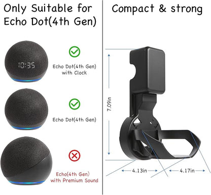 Wall Mount Holder for Dot 4th/5th Generation, Outlet Hanger for Dot 45h/5th Gen, Smart Speaker Stand, Space-Saving Accessories, Built-in Cable Management Shelf(2 Pack,Black)