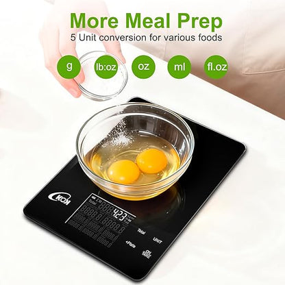 KOK Smart Food Scale with 30 Nutritional Calculator, Coffee Timer Function APP, Track Calorie, Macro, Carb for Weight Loss Keto and Diabetic, Espresso Scale Weight Grams and Ounces 5 Unit 1g/0.05oz