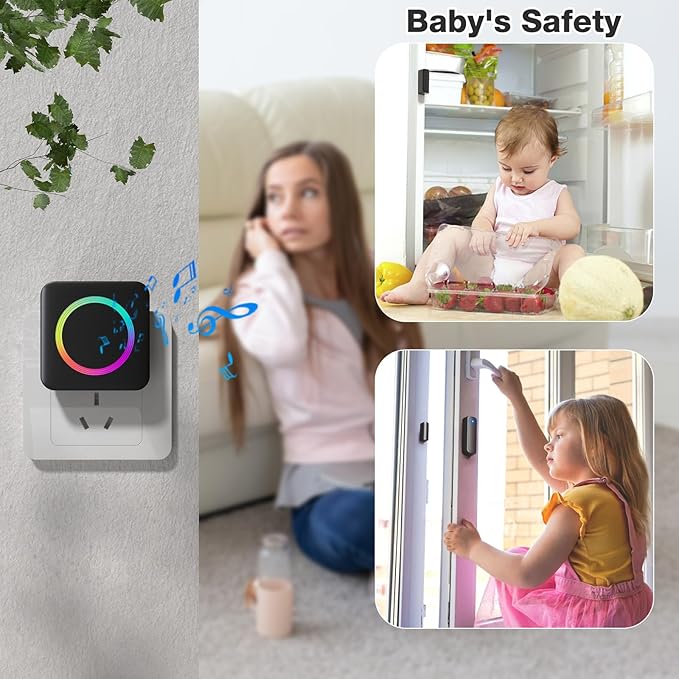 Door Sensor, Satisure Wireless Door Sensor Chime When Door Opens, Door Entry Alarm Chime for Business/Home/Kids, Door Alarm Door Ringer Alert (2 Chimes+2 Sensors)