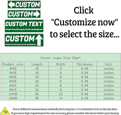 Custom Street Sign with Arrow, Road/Address Signs, Double-sided/Reflective Option, Personalized Outdoor Metal Sign for Home Business Shop Yard Garage Gift
