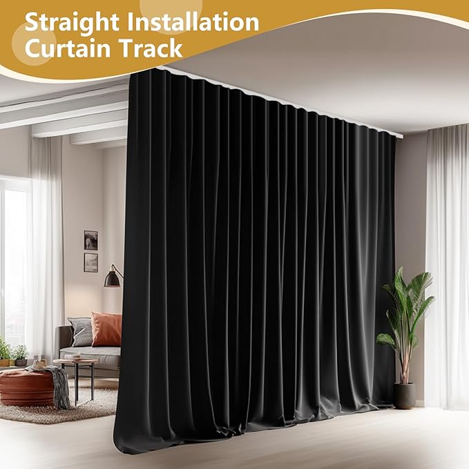 Bendable Ceiling Curtain Track Ceilings Mount or Wall Mounted Heavy-Duty Room Divider Curtains Rails for Living room Bedroom Shower Privacy RV Garage Dividers with Clips，White 15 FT