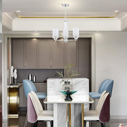 Doraimi Lighting 3 Light Fashion Kitchen Island Frosted Glass Shade+Hollow Metal Shade Chandelier Light Fixture,Brushed Nickel Finish Dining Room Living Room Corridor Bedroom
