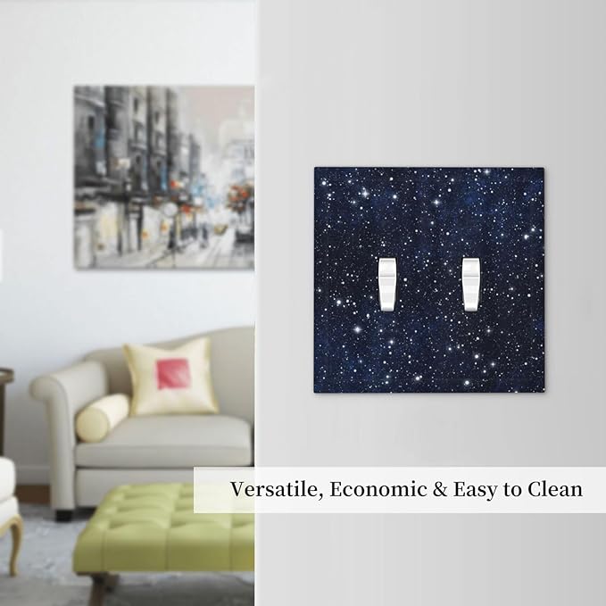 Decorative Light Switch Cover Night Sky Star Cosmic Starry Fantasy Galaxy Universe Space Double Toggle Switchplate 2 Gang Personalized Wall Plate Switchcovers Decora Light Switch Plate