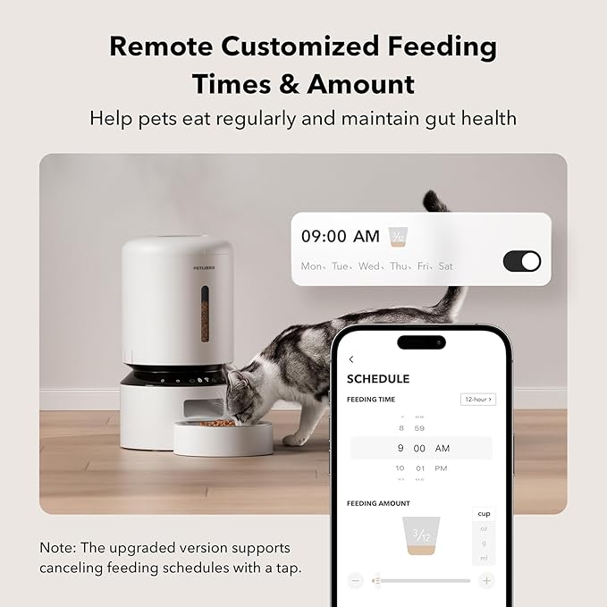 PETLIBRO Automatic Multiple Cats Feeder, 5G WiFi Automatic Dog Food Dispenser with Freshness Preservation, 5L Timed Pet Feeder with Low Food Sensor, Up to 10 Meals Per Day, Granary White