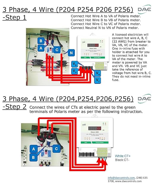 DAE P254-3000 KIT, UL 3000A kWh meter3 Phase 120/208V 50/60Hz RS485, 3 Split CTs (3", 5" Inner Dimension)