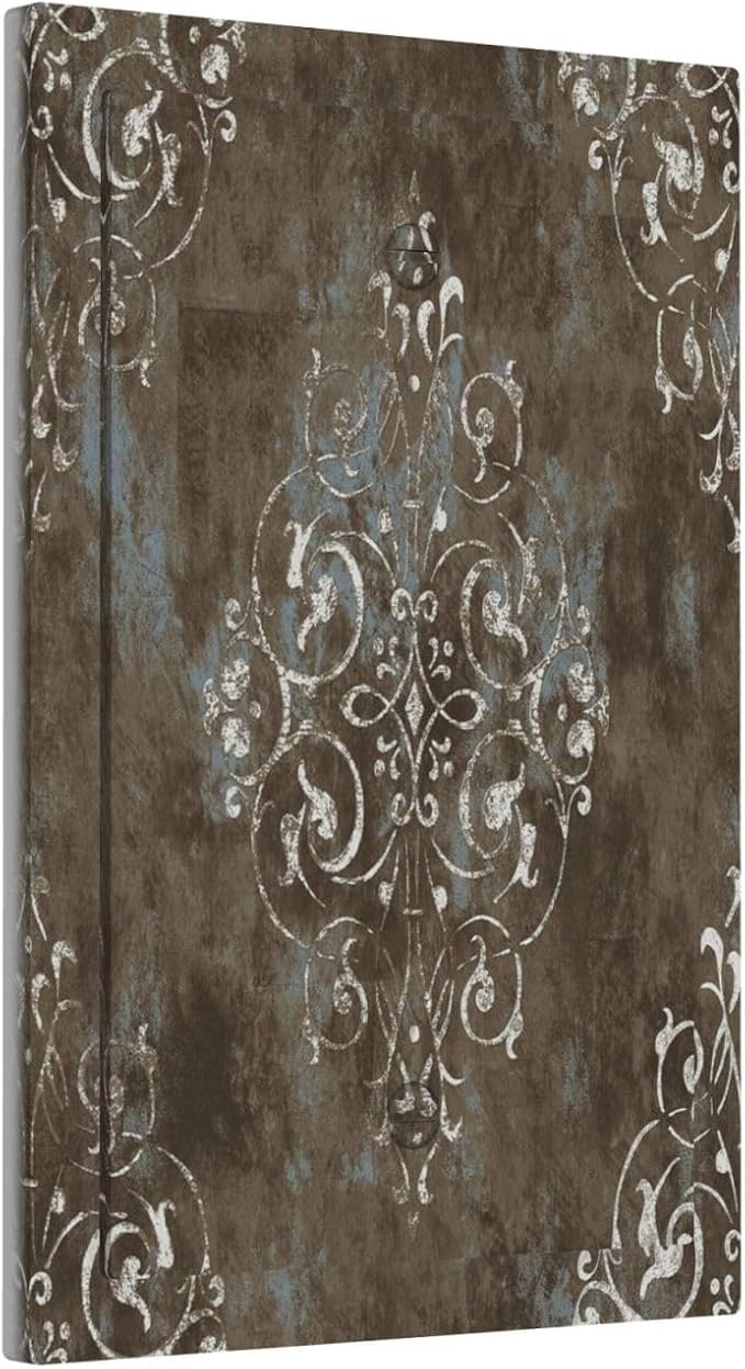 Decorative Light Switch Plate Covers Vintage Brown Abstract Floral Pattern 1 Gang No Device Single Blank Outlet Covers Wall Plate Light Switch Cover Plate Faceplate for Bedroom Home Decor