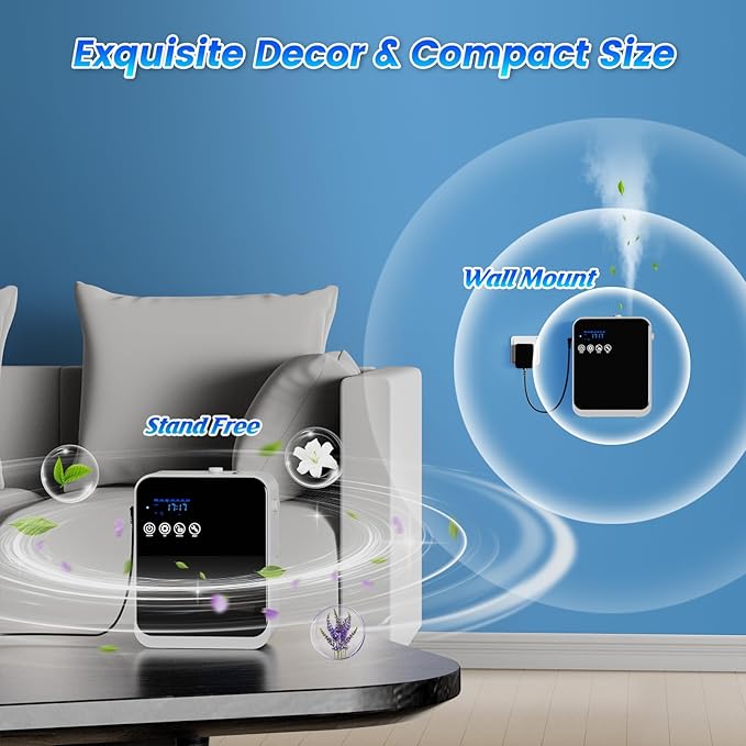 Waterless Essential Oil Diffuser,Aromatherapy Scent Diffuser Air Machine with Smart APP & Touch Screen,1500 sq.ft Coverage,250ml Capacity|Whole House Oil Diffusers for Home & Hotel Collection-Black