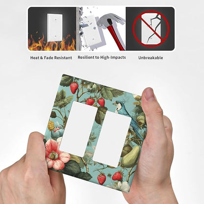 William Morris Flower 2 Gang Double Rocker Wall Plate Cover Decorative Light Switch Covers Electrical Faceplate Switch Plates for Bathroom Kitchen Home