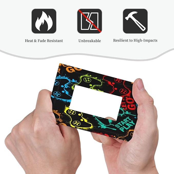 Decorative Outlet Covers Gamepad Theme Graffiti 1 Gang Rocker Light Switch Cover Plate Single Decora Light Switch Covers Wall Plate Faceplate for Game Room Bedroom Decor （2 Pack）