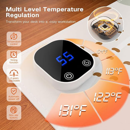 iCasso Heated Mouse Pad, XL Big Desk Pad with 4 Heating Levels & 4 Auto Shut-Off Levels for Computer Keyboard, 31.5" x 13" Large Safe Desk Mat Hand Warmer for Home Office Work (Morandi)