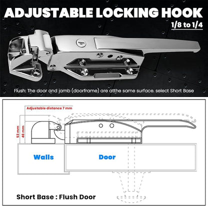 New Upgraded Walk in Cooler Door Handle, Walk in Cooler Door Closer Complete Latch Kit, Freezer Doors Handle, Offset -1/8 in to 1/4 in(Flush) and 5.9" Solid Metal Interior Release Handle