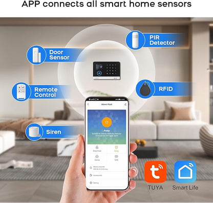 Alarm System for Home Security,Wireless Security System with WiFi+GSM/4G Phone App Control,Door/Window Sensors Instant Alerts&Auto Alarm Dial,Compatible with Alexa NO Monthly Fees