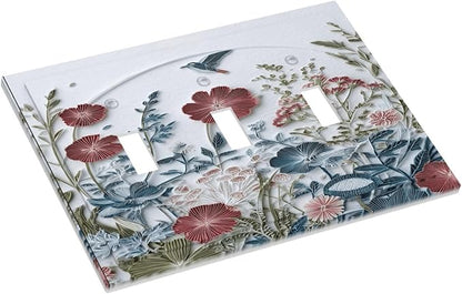 Wildflowers Flowers Floral Plants 3 Gang Triple Toggle Wall Plate Cover Decorative Light Switch Covers Electrical Faceplate Switch Plates for Bathroom Kitchen Home