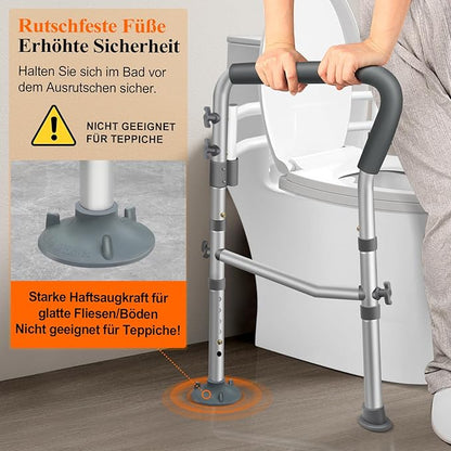 Toilet Safety Rails for Elderly, Adjustable Handicap Toilet Seat with Handles, Sturdy Toilet Support Frame with Arms for Seniors and Disabled