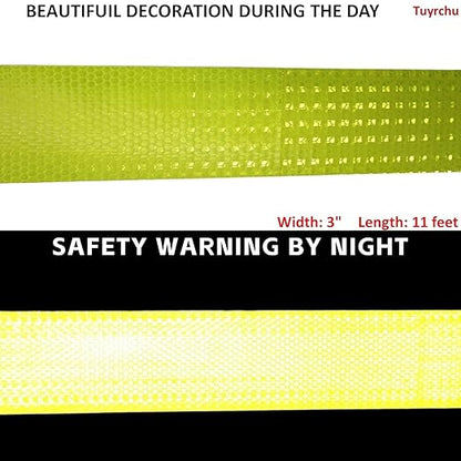 Fluorescent Yellow Reflective Tape Outdoor Waterproof 3 inch, High Visibility Warning Safety Industrial Marking Tape (11 feet)