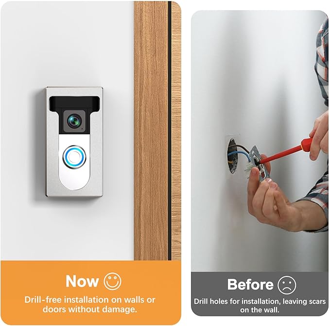 QIBOX Adhesive Video Doorbell Mount Compatible for Ring/Blink Wireless Video Doorbell,No Drill Camera Mount Bracket Cover Holder Corner Kit Accessories (Not Block Doorbell Sensor)