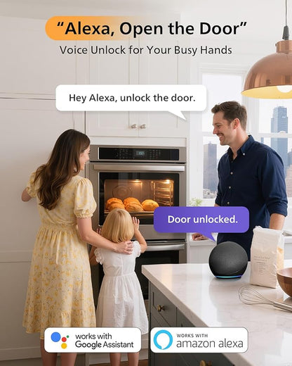 Philips WiFi Smart Keyless Entry Door Lock Deadbolt With Handle Set, Built-in WiFi, App Remote & Voice Control, Fingerprint Smart Lock For Front Door, Touchscreen Keypad Front Door Lock Set, Auto Lock