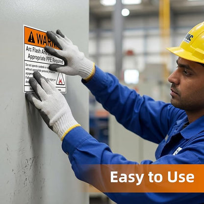 100 Pcs Warning Arc Flash and Shock Hazard Label - 5 x 3.5 Warning Safety Appropriate PPE Required Signs for Electrical Workplace
