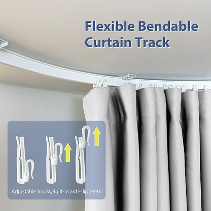 Room Divider Ceiling Mounted Curtains Track Sets Extra Wide Blackout Curtain Flexible Tracks for Bedroom Privacy Partition Separator, 1 Panel White Drape and White Rail, W12.5 x H7ft