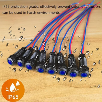 8pcs Blue LED Indicator Pilot Light 110VAC Mounting Hole Size 8mm(Flame Retardant Plastic Shell)
