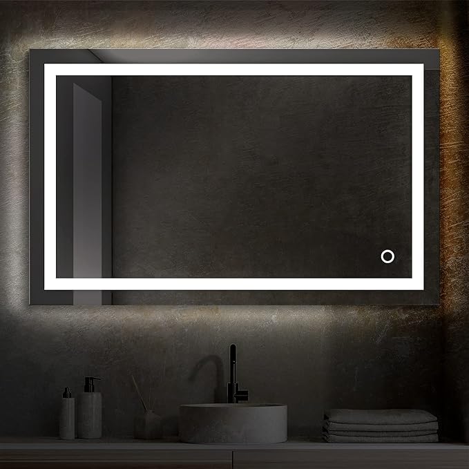 Blossom 48X30 LED Bathroom Mirror with Lights, Anti-Fog, Dimmable, Backlit & Front Lit, Lighted Bathroom Vanity Mirror for Wall, Memory Function, Waterproof, Tempered Glass, Smart Vanity Makeup Mirror